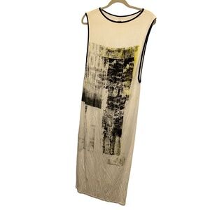 Helmut Lang bklack white photo print jersey knit maxi dress M